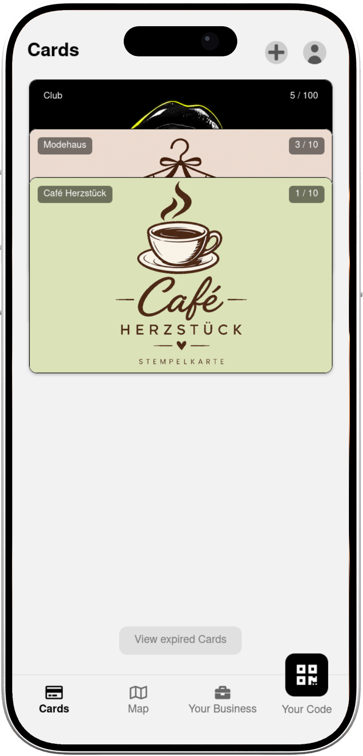 stampify App: Übersicht der Stempelkarten